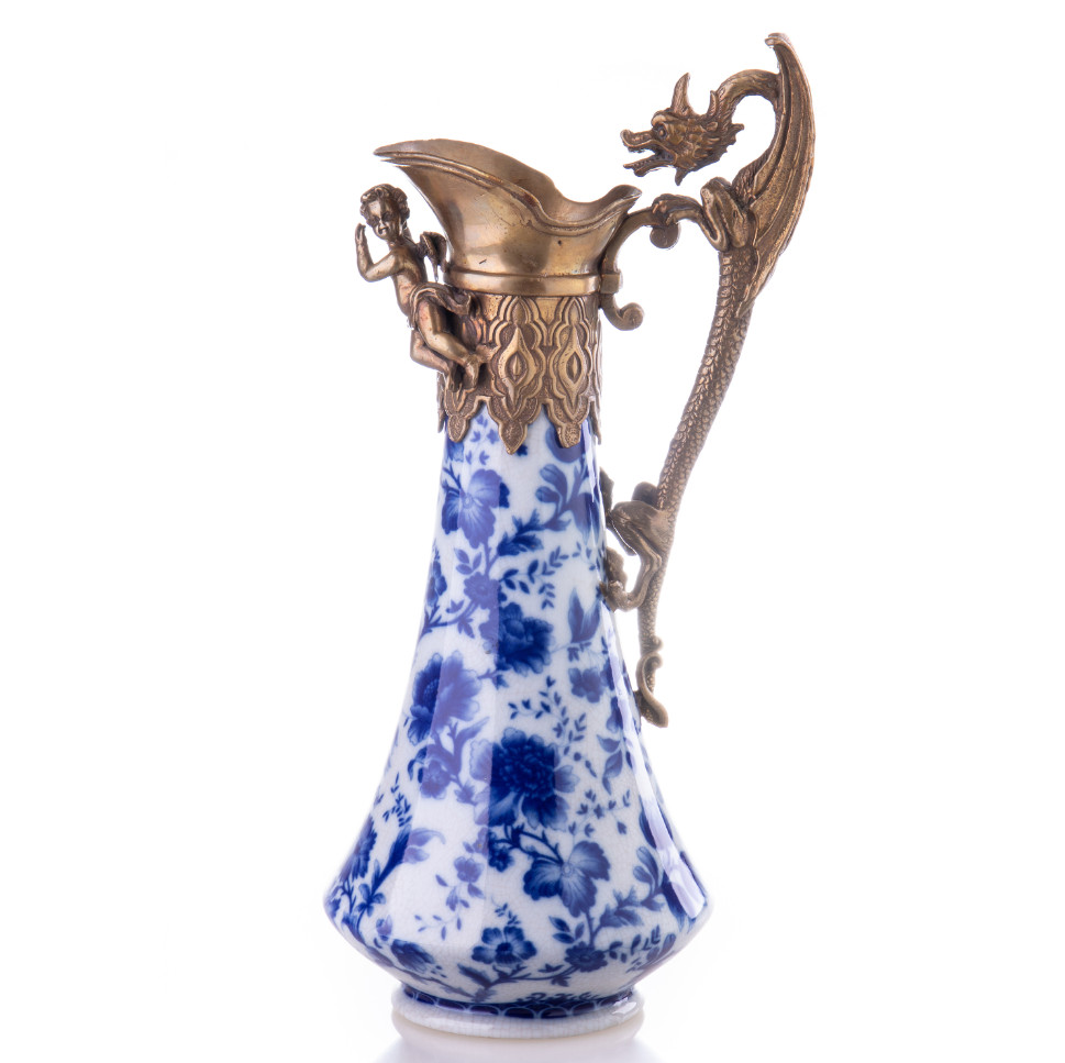 Jugendstil Karaffe Engel und Drache 38x18x16cm Jugendstil Karaffe Engel und Drache 38x18x16cm