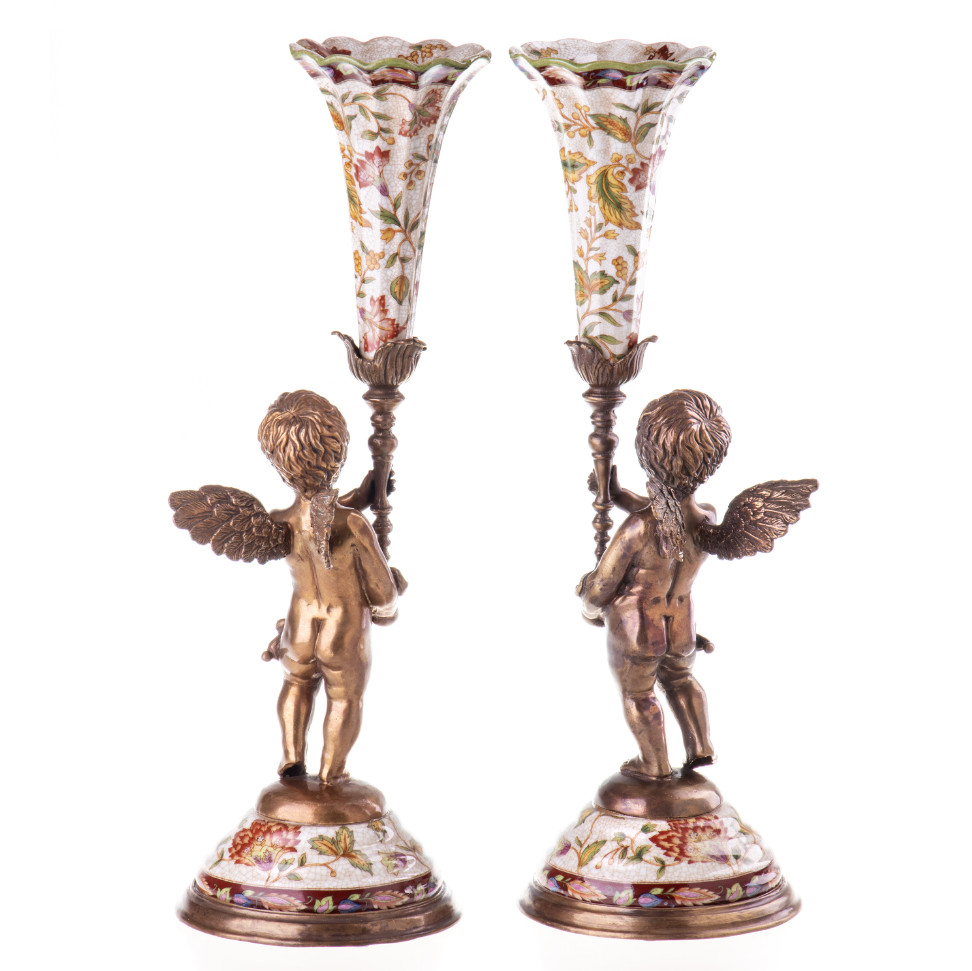 Kerzenständer Engel mit Blumenranken (2) 2er Set 40x17x14cm2 Kerzenständer Engel mit Blumenranken (2) 2er Set 40x17x14cm2