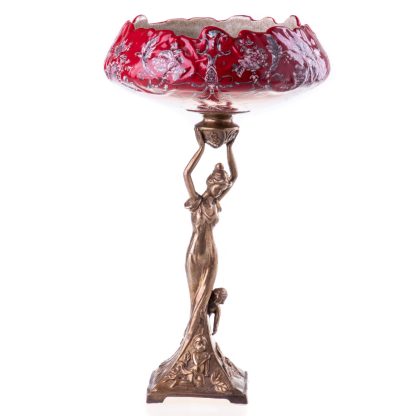 Prunkschale Jardinière Frau mit Kind 34x21x21cm