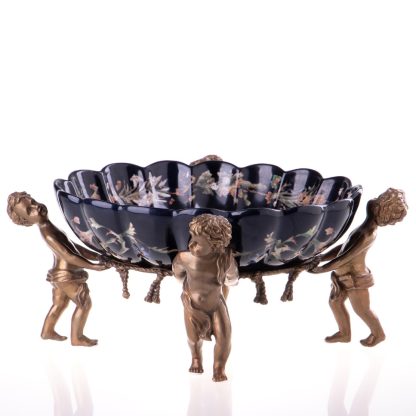 Prunkschale Jardinière mit Knaben 17x41x36cm