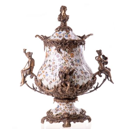 Prunkvase Deckelvase Jungfrauen und Engel (2) 55x42x32cm