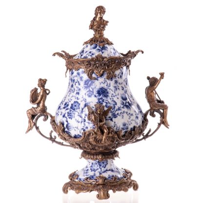 Prunkvase Deckelvase Jungfrauen und Engel 55x42x32cm