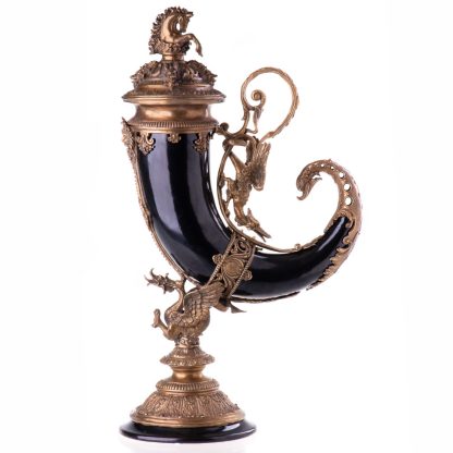 Prunkvase Deckelvase Pferd und Fabelwesen (3) 55x30x18cm