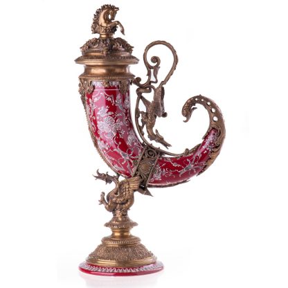 Prunkvase Deckelvase Pferd und Fabelwesen (5) 55x30x18cm
