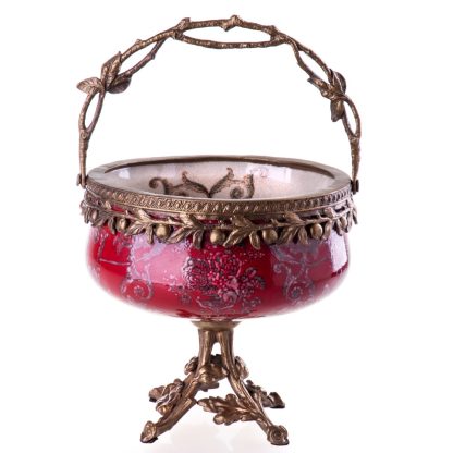 Schale mit Blumen rot 30x20x18cm
