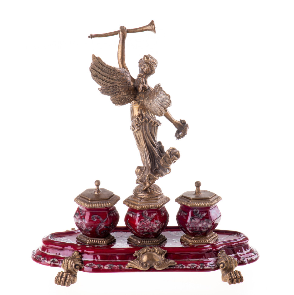 Schreibtischgarnitur Engel mit Fanfare 28x26x13cm2 Schreibtischgarnitur Engel mit Fanfare 28x26x13cm2