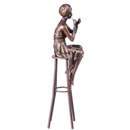 Art Deco Bronze Figur Frau auf Hocker 28x7x7cm2