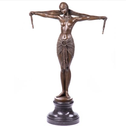 Art Deco Bronze Figur Tänzerin Scarf Dancer nach D.H.Chiparus 74x47x19cm