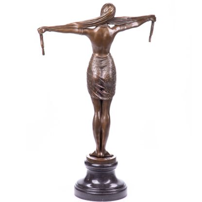 Bronze Figur Art Deco "Tänzerin Scarf Dancer" nach D.H.Chiparus 74x47x19cm – Bild 3
