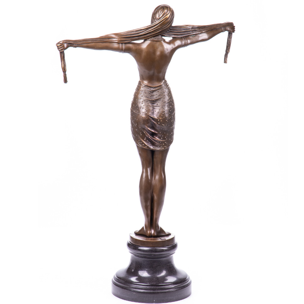Art Deco Bronze Figur Tänzerin Scarf Dancer nach D.H.Chiparus 74x47x19cm3 Bronze Figur Art Deco "Tänzerin Scarf Dancer" nach D.H.Chiparus 74x47x19cm – Bild 3