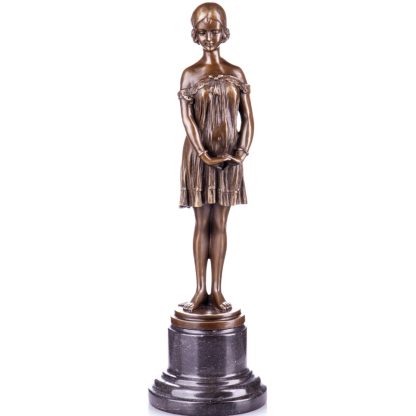 Bronze Figur Art Deco Mädchen Die Unschuld nach D.H.Chiparus 36x10x10cm