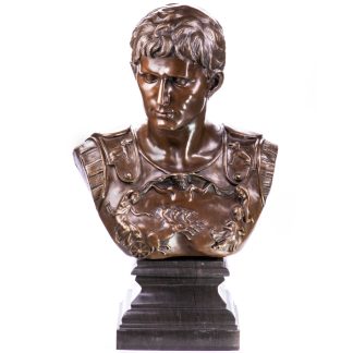 Bronze Figur Büste Römischer Kaiser Oktavian Augustus 84x50x27cm