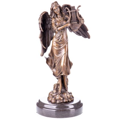 Bronze Figur Engel mit Lyra 30x13x13cm