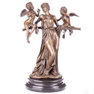 Bronze Figur Frau mit Engeln 32x22x16cm