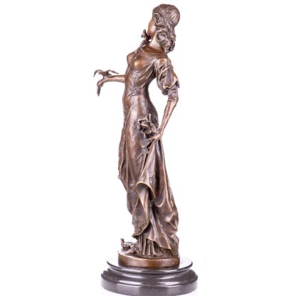 Bronze Figur "Frau mit Vögeln" 47x16x18cm – Bild 3