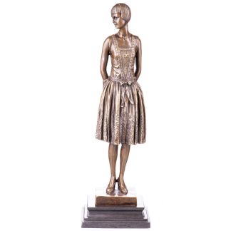 Bronze Figur Frau stehend 42x13x13cm