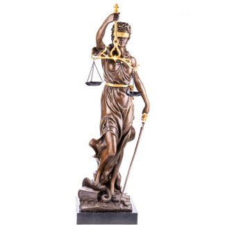 Bronze Figur Götter Justitia mit goldener Bemalung 75x26x36cm