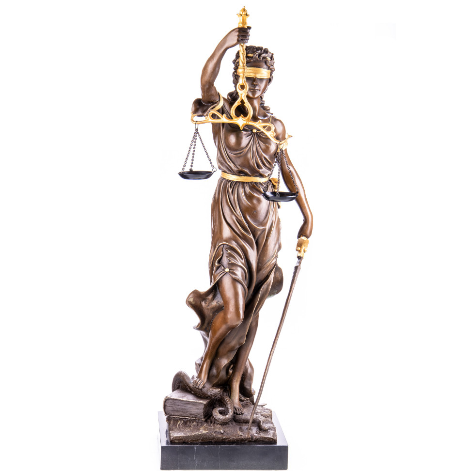 Bronze Figur Götter Justitia mit goldener Bemalung 75x26x36cm Bronze Figur Götter Justitia mit goldener Bemalung 75x26x36cm