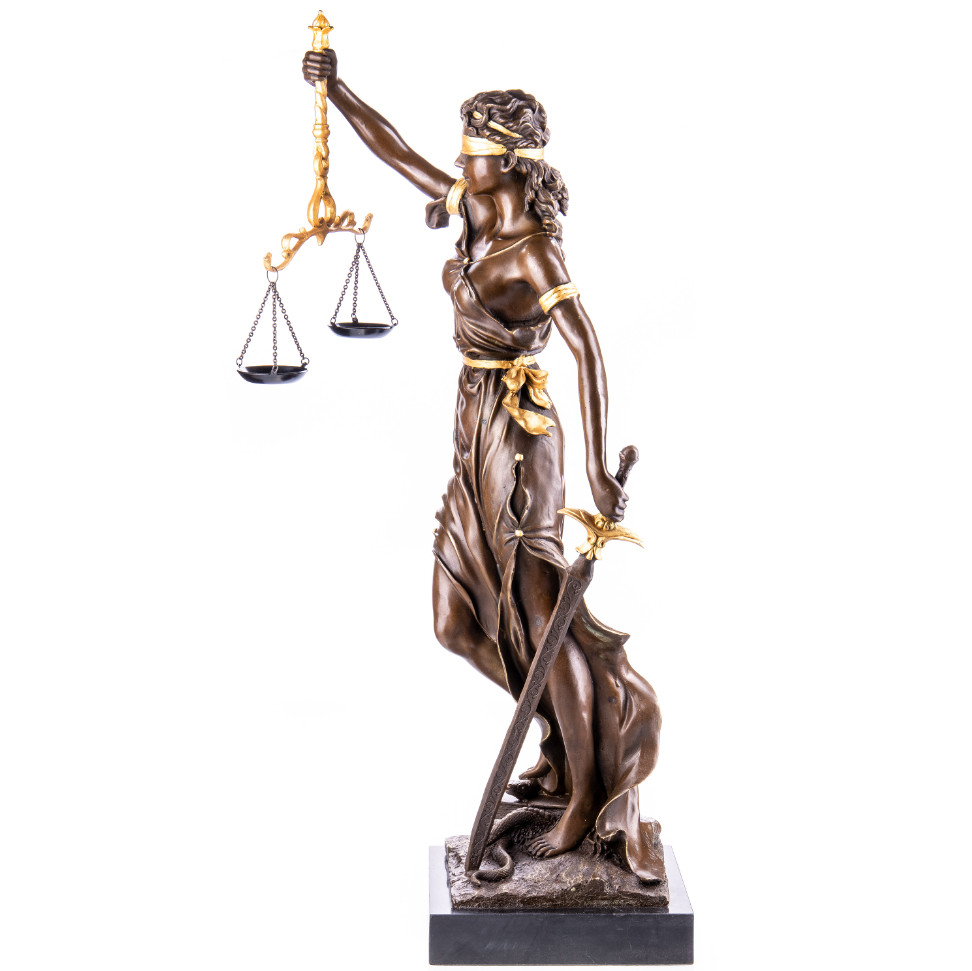 Bronze Figur Götter Justitia mit goldener Bemalung 75x26x36cm4 Bronze Figur Götter "Justitia" mit goldener Bemalung 75x26x36cm – Bild 4