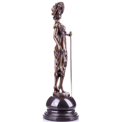 Bronze Figur Jugendstil Dame mit Spazierstock 42x17x13cm2
