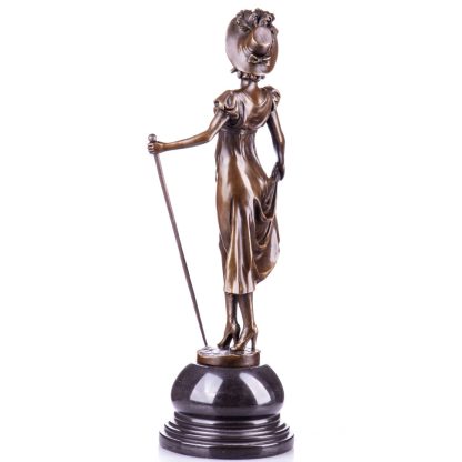 Bronze Figur Jugendstil "Dame mit Spazierstock" 42x17x13cm – Bild 3
