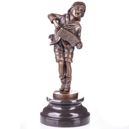 Bronze Figur Junge mit Akkordeon Lazzarone nach Chiparus 24x11x11cm
