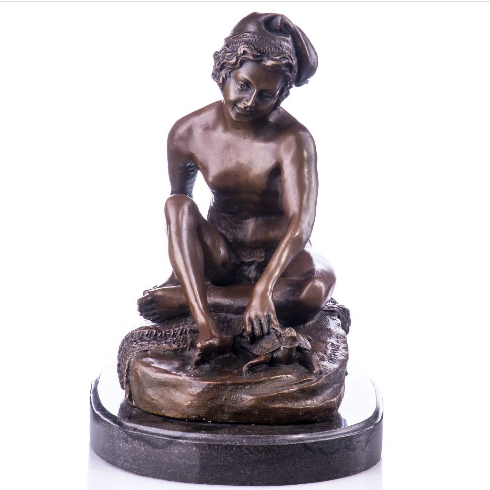 Bronze Figur Junger neapolitanischer Fischerjunge mit Schildkröte nach Francois Rude 28x28x18cm Bronze Figur Junger neapolitanischer Fischerjunge mit Schildkröte nach Francois Rude 28x28x18cm