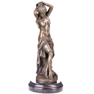 Bronze Figur Weiblicher Akt mit Tuch 30x12x12cm