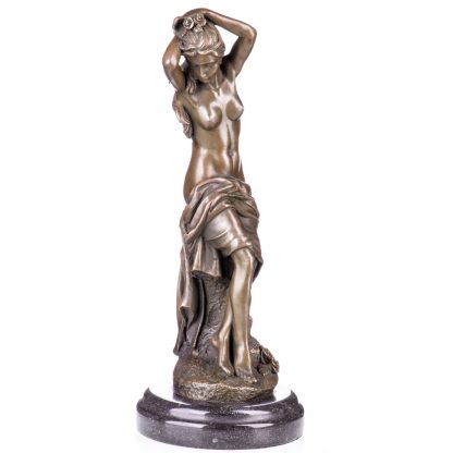 Bronze Figur Weiblicher Akt mit Tuch 30x12x12cm