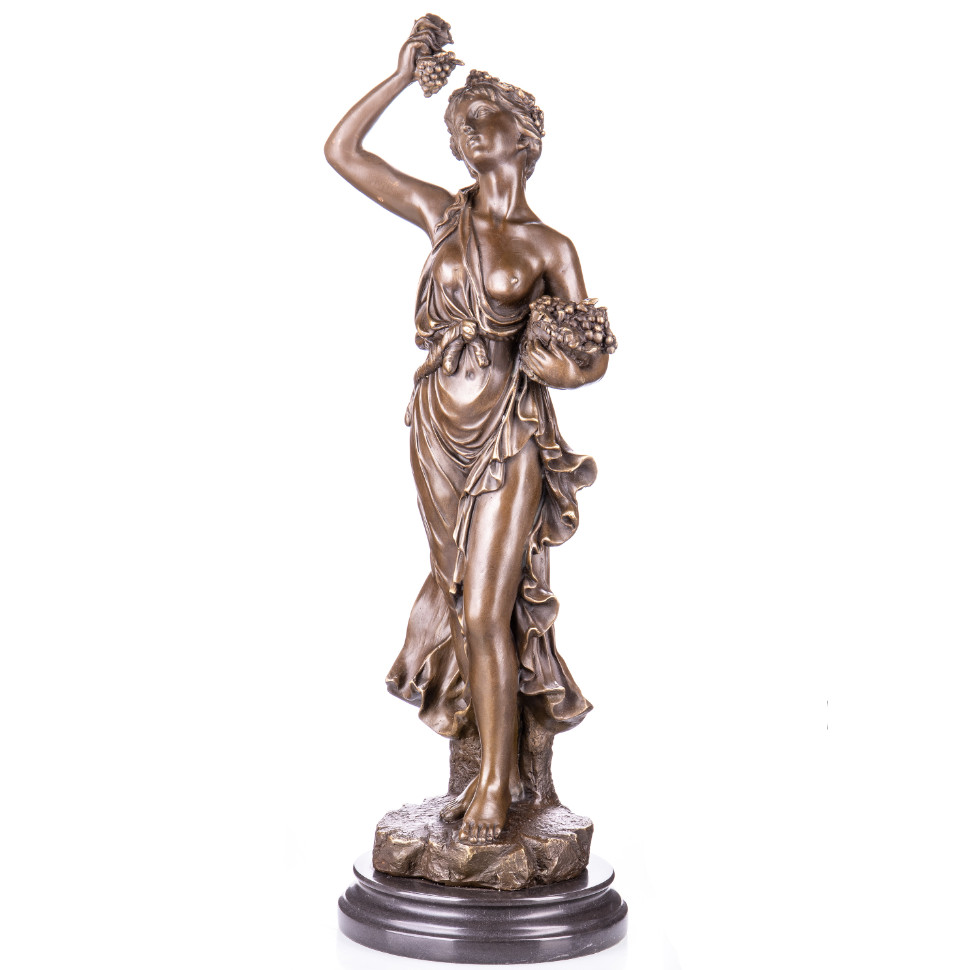 Bronze Figur Weiblicher Akt mit Weintrauben 59x21x19cm Bronze Figur Weiblicher Akt mit Weintrauben 59x21x19cm