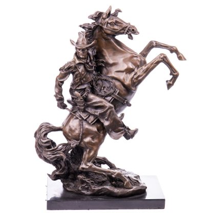 Bronze Figur Western Cowboy auf Pferd 58x48x22cm
