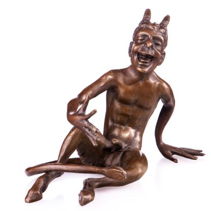 Erotische Bronzefigur Nackter Teufel 11x16x8cm