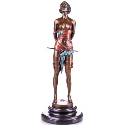 Farbige Bronze Figur Weiblicher Akt Domina 36x14x14cm
