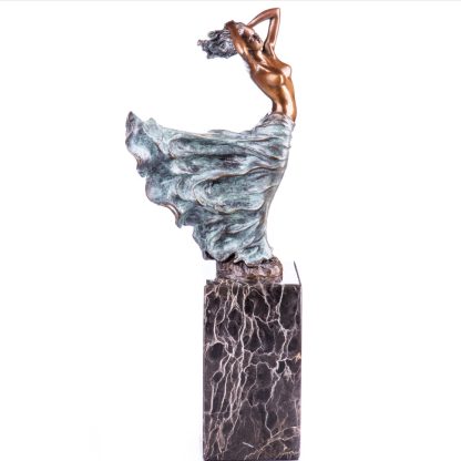 Farbige Bronze Figur Weiblicher Akt mit Tuch 32x13x7cm2