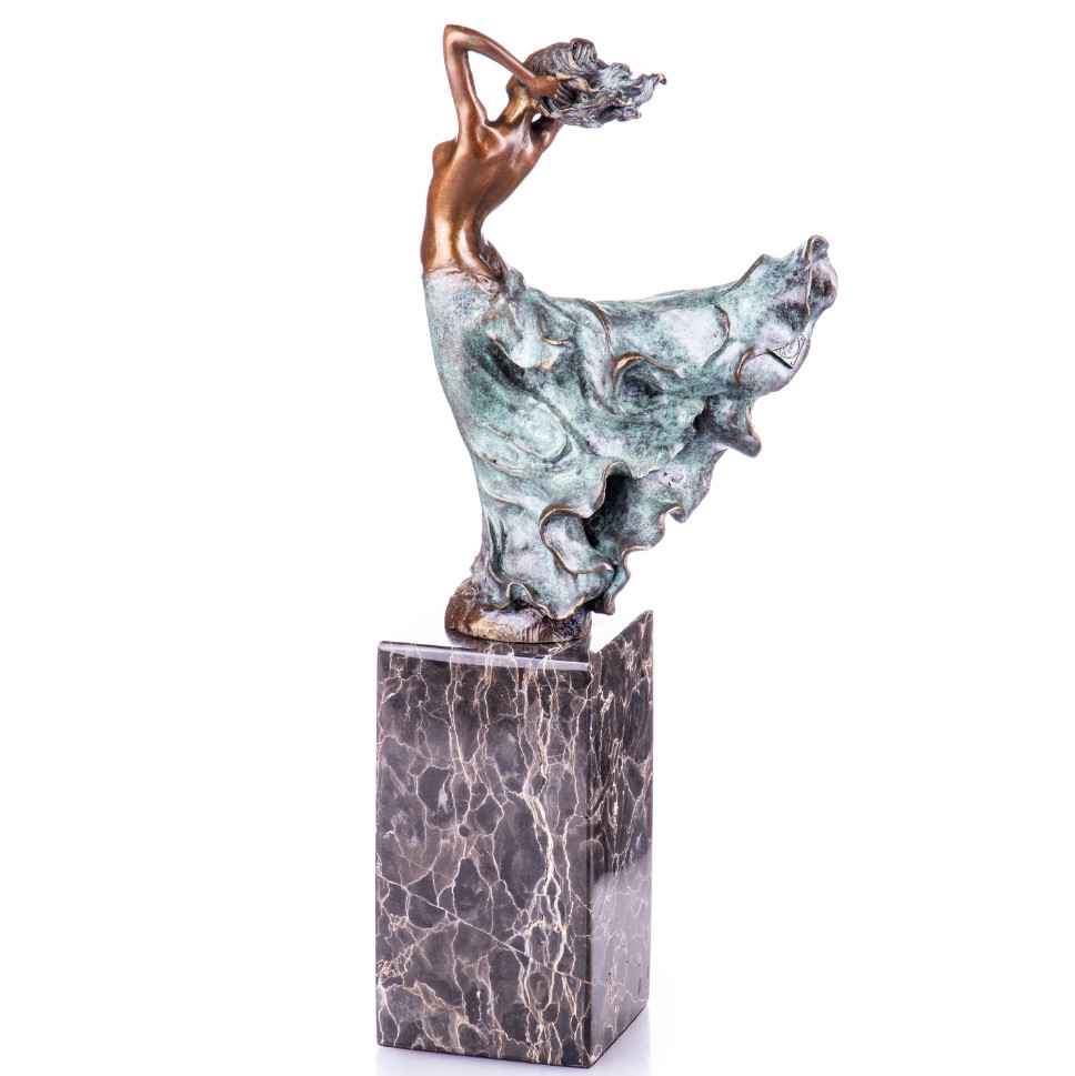 Farbige Bronze Figur Weiblicher Akt mit Tuch 32x13x7cm3 Farbige Bronze Figur "Weiblicher Akt mit Tuch" 32x13x7cm – Bild 3