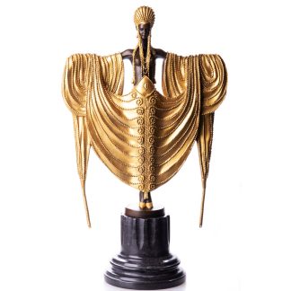 Goldene Art Deco Bronzefigur Tänzerin 50x30x16cm