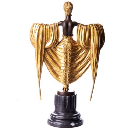 Goldene Art Deco Bronzefigur Tänzerin 50x30x16cm2
