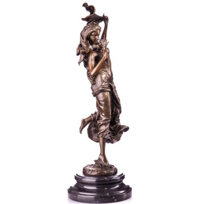 Jugendstil Bronze Figur Frau mit Blume 42x17x15cm2