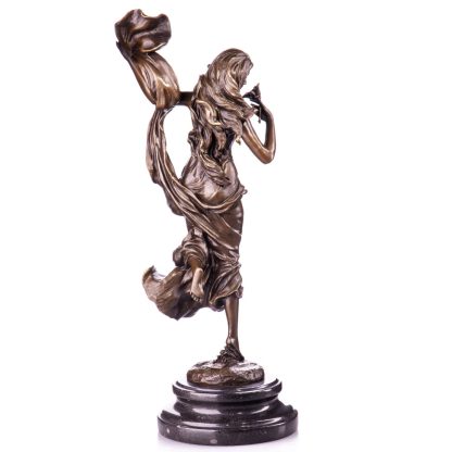 Jugendstil Bronze Figur "Frau mit Blume" 42x17x15cm – Bild 3