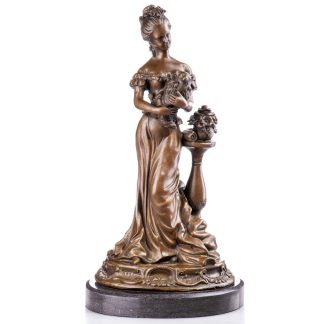 Jugendstil Bronze Figur Frau mit Katze 40x20x19cm