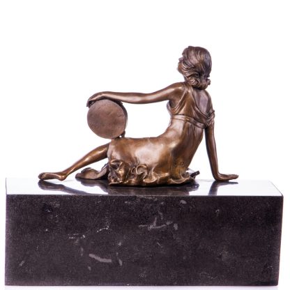 Jugendstil Bronze Figur "Frau mit Tambourin" 26x30x12cm – Bild 3
