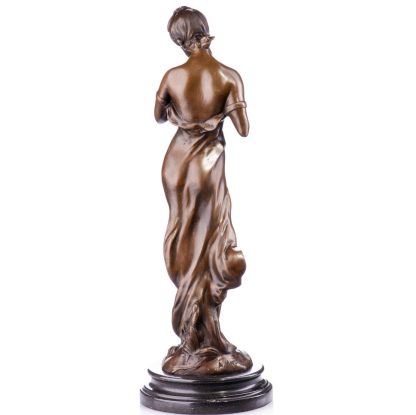 Jugendstil Bronze Figur "Mädchen mit Taube" 48x16x16cm – Bild 3