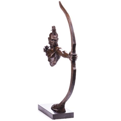 Moderne Bronzefigur Indianer mit Bogen 85x59x17cm – Bild 3