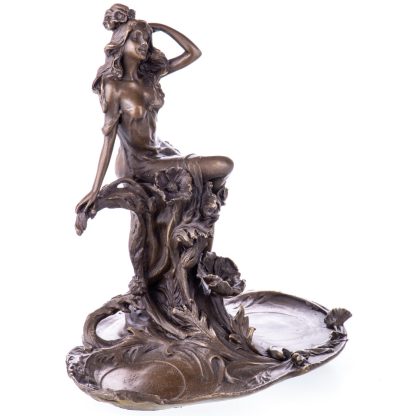 Bronze Figur Frau auf Seerosen 24x24x16cm2
