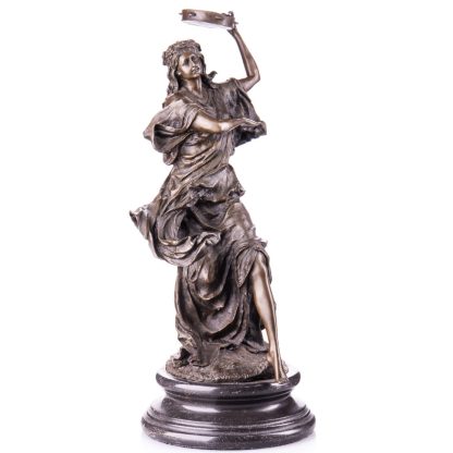 Bronze Figur Frau mit Tambourin 56x24x24cm
