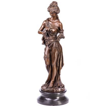 Bronze Figur Frau mit Weintrauben Weinkönigin 85x26x26cm