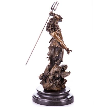 Bronze Figur Götter Römischer Gott Neptun mit Dreizack 40x16x16cm2