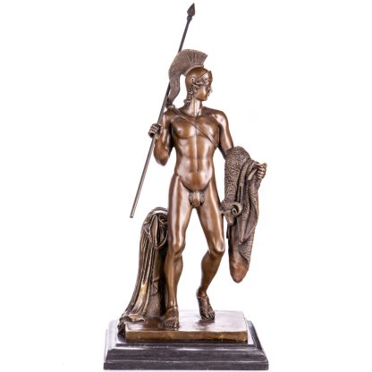 Bronze Figur Helden Griechischer Krieger mit Speer Jason mit dem Vlies 65x30x25cm