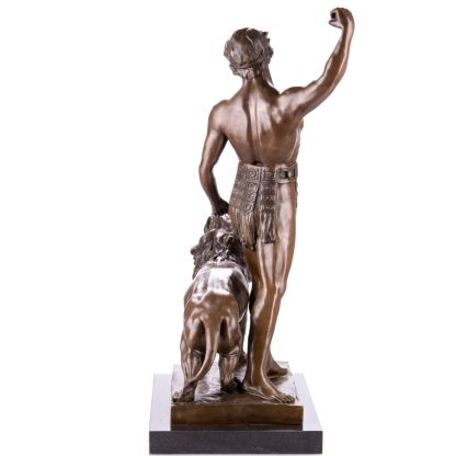 Bronze Figur Helden "Römischer Gladiator mit Löwen" 75x47x30cm – Bild 4