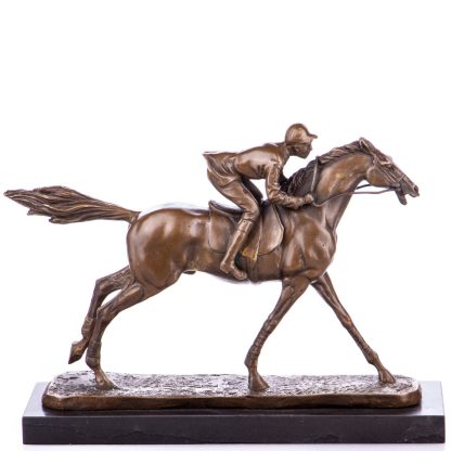 Bronze Figur Jockey mit Pferd 22x30x8cm